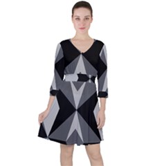 Abstract Pattern Geometric Backgrounds   Quarter Sleeve Ruffle Waist Dress by Eskimos