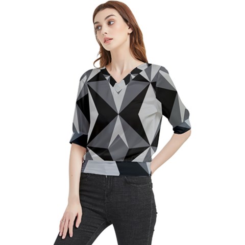 Abstract Pattern Geometric Backgrounds   Quarter Sleeve Blouse by Eskimos