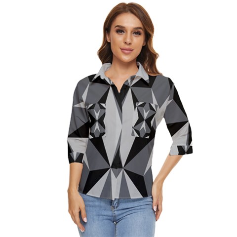 Abstract Pattern Geometric Backgrounds   Women s Quarter Sleeve Pocket Shirt by Eskimos