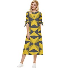 Abstract Pattern Geometric Backgrounds   Bow Sleeve Chiffon Midi Dress by Eskimos