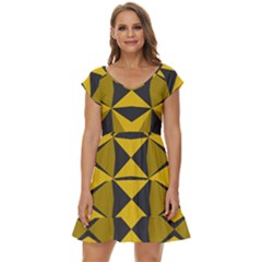 Abstract Pattern Geometric Backgrounds   Short Sleeve Tiered Mini Dress by Eskimos