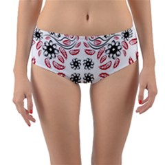 Folk Flowers Print Floral Pattern Ethnic Art Reversible Mid-waist Bikini Bottoms by Eskimos