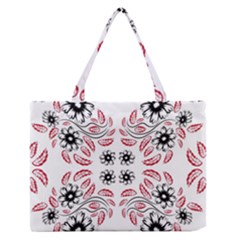 Folk Flowers Print Floral Pattern Ethnic Art Zipper Medium Tote Bag by Eskimos