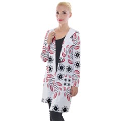 Folk Flowers Print Floral Pattern Ethnic Art Hooded Pocket Cardigan by Eskimos