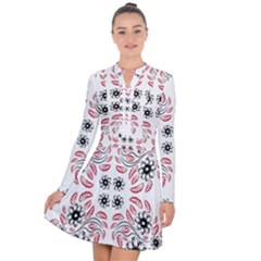 Folk Flowers Print Floral Pattern Ethnic Art Long Sleeve Panel Dress by Eskimos