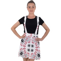 Folk Flowers Print Floral Pattern Ethnic Art Velvet Suspender Skater Skirt by Eskimos