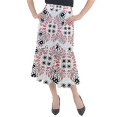 Folk Flowers Print Floral Pattern Ethnic Art Midi Mermaid Skirt by Eskimos