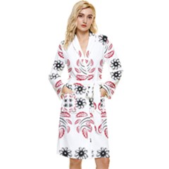 Folk Flowers Print Floral Pattern Ethnic Art Long Sleeve Velour Robe