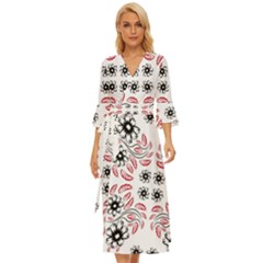 Folk Flowers Print Floral Pattern Ethnic Art Midsummer Wrap Dress by Eskimos