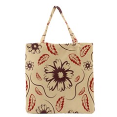 Folk Flowers Print Floral Pattern Ethnic Art Grocery Tote Bag by Eskimos