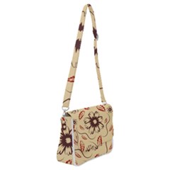 Folk Flowers Print Floral Pattern Ethnic Art Shoulder Bag With Back Zipper by Eskimos