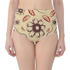 Folk Flowers Print Floral Pattern Ethnic Art Classic High-waist Bikini Bottoms by Eskimos