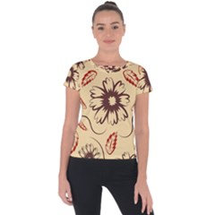 Folk Flowers Print Floral Pattern Ethnic Art Short Sleeve Sports Top  by Eskimos