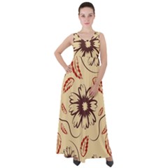 Folk Flowers Print Floral Pattern Ethnic Art Empire Waist Velour Maxi Dress by Eskimos