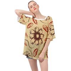 Folk Flowers Print Floral Pattern Ethnic Art Oversized Chiffon Top by Eskimos