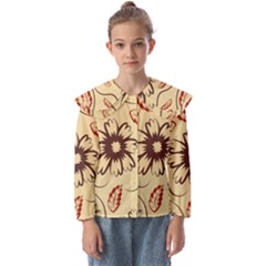 Folk Flowers Print Floral Pattern Ethnic Art Kids  Peter Pan Collar Blouse by Eskimos