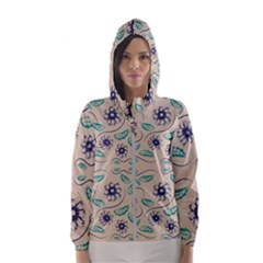 Folk Flowers Print Floral Pattern Ethnic Art Women s Hooded Windbreaker by Eskimos