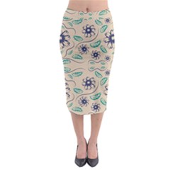 Folk Flowers Print Floral Pattern Ethnic Art Midi Pencil Skirt by Eskimos