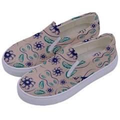 Folk Flowers Print Floral Pattern Ethnic Art Kids  Canvas Slip Ons by Eskimos