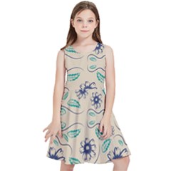 Folk Flowers Print Floral Pattern Ethnic Art Kids  Skater Dress