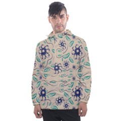 Folk Flowers Print Floral Pattern Ethnic Art Men s Front Pocket Pullover Windbreaker by Eskimos