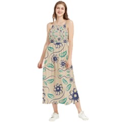 Folk Flowers Print Floral Pattern Ethnic Art Boho Sleeveless Summer Dress