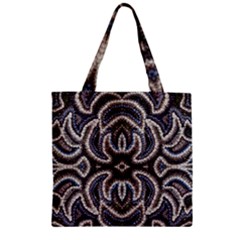 Embroidered Patterns Zipper Grocery Tote Bag by kaleidomarblingart