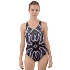 Embroidered Patterns Cut-out Back One Piece Swimsuit by kaleidomarblingart