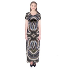 Embroidered Patterns Short Sleeve Maxi Dress