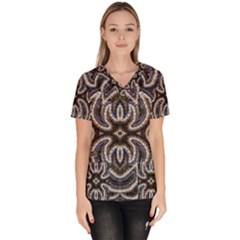 Embroidered Patterns Women s V-neck Scrub Top