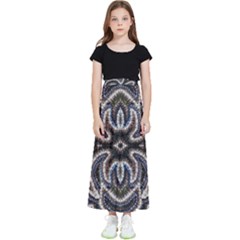 Embroidered Patterns Kids  Flared Maxi Skirt by kaleidomarblingart