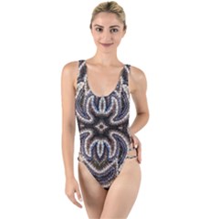 Embroidered Patterns High Leg Strappy Swimsuit by kaleidomarblingart