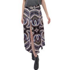 Embroidered Patterns Velour Split Maxi Skirt by kaleidomarblingart