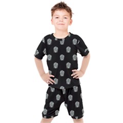 Tribal Mask Motif Drawing Pattern Kids  Tee And Shorts Set by dflcprintsclothing