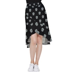 Tribal Mask Motif Drawing Pattern Frill Hi Low Chiffon Skirt