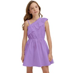 Bright Lavender Kids  One Shoulder Party Dress