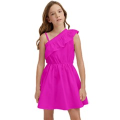 Shocking Pink Kids  One Shoulder Party Dress