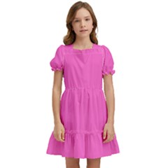 Rose Pink Kids  Puff Sleeved Dress