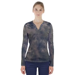 Algae Texture Patttern V-neck Long Sleeve Top