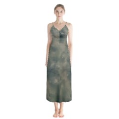 Algae Texture Patttern Button Up Chiffon Maxi Dress by dflcprintsclothing