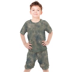 Algae Texture Patttern Kids  Tee And Shorts Set by dflcprintsclothing