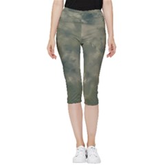 Algae Texture Patttern Inside Out Lightweight Velour Capri Leggings  by dflcprintsclothing