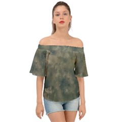 Algae Texture Patttern Off Shoulder Short Sleeve Top by dflcprintsclothing