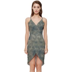 Algae Texture Patttern Wrap Frill Dress