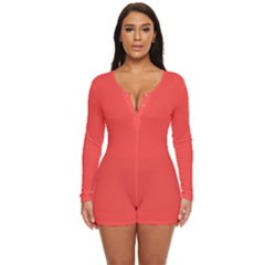 Tart Orange Long Sleeve Boyleg Swimsuit