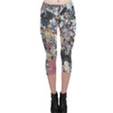 Multicolored Debris Texture Print Capri Leggings  View1