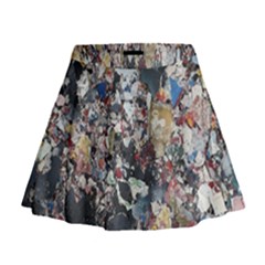 Multicolored Debris Texture Print Mini Flare Skirt