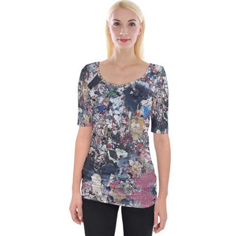 Multicolored Debris Texture Print Wide Neckline Tee by dflcprintsclothing