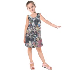 Multicolored Debris Texture Print Kids  Sleeveless Dress by dflcprintsclothing