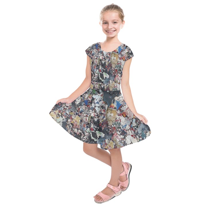 Multicolored Debris Texture Print Kids  Short Sleeve Dress